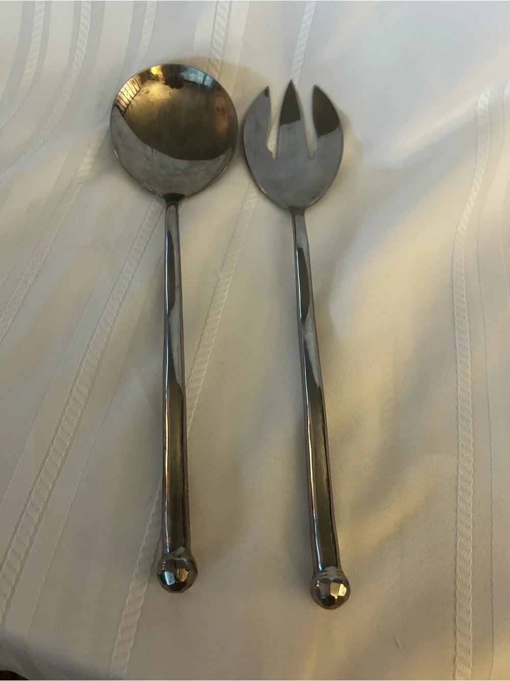 Isabel Lam Scalloped Serving Set Salad Serving Ware Silver Ocean Wave Postmodern